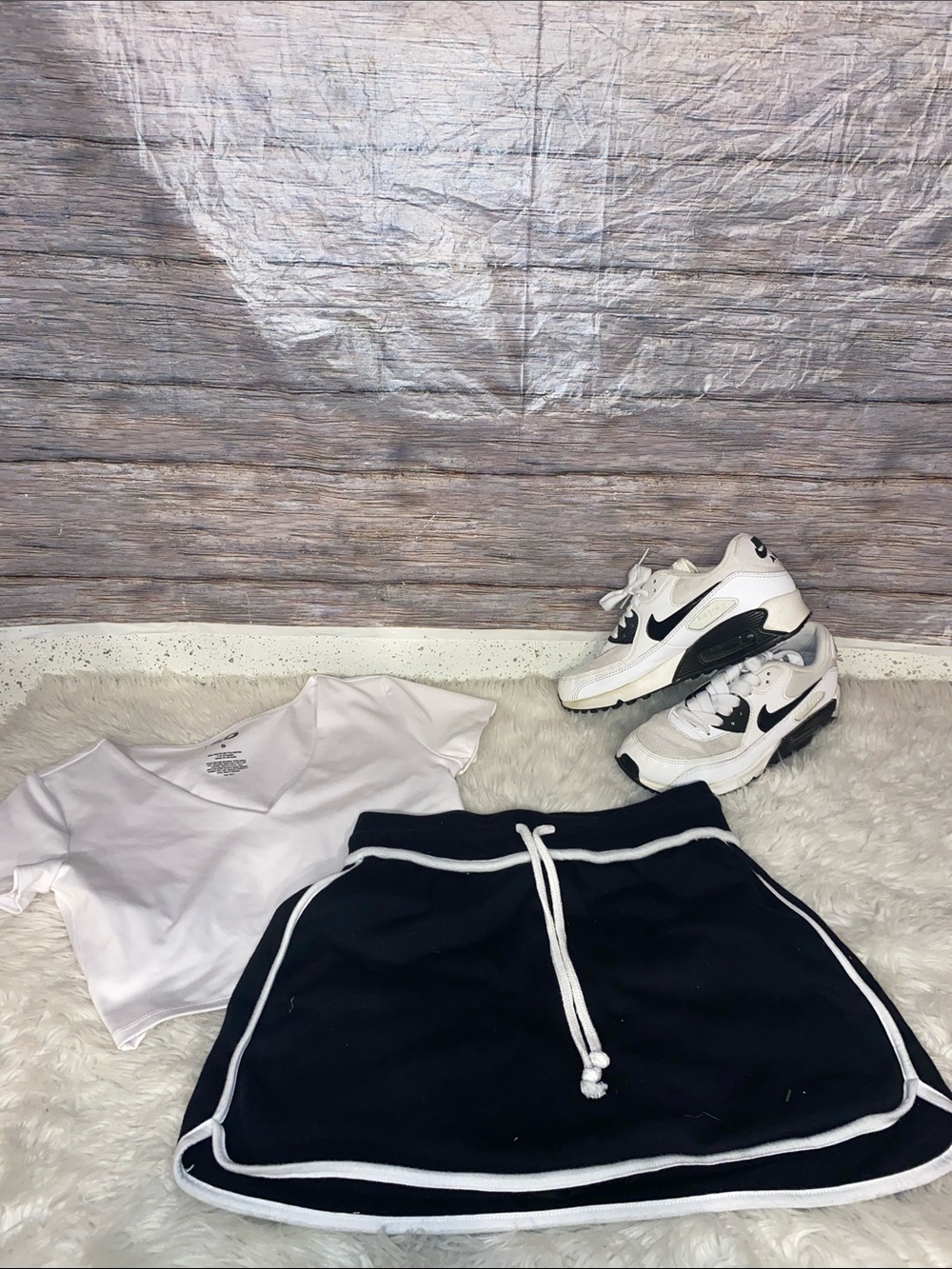 SO Black Athletic Drawstring Skort Shorts  with White Trim
